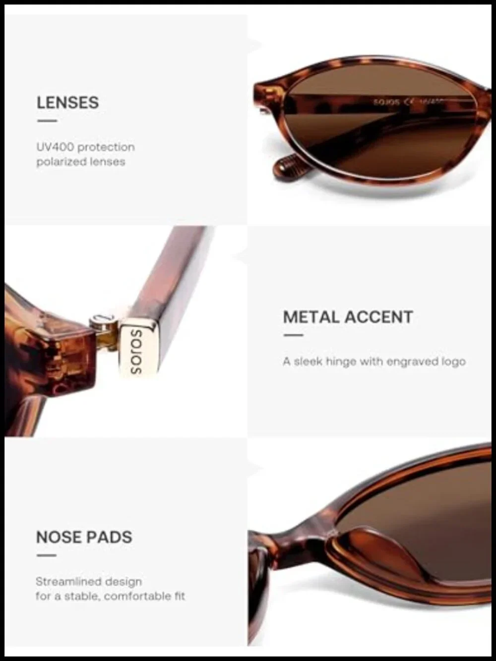 Retro Oval Polarized Cat Eye Sunglasses with TR90 Frame UV400